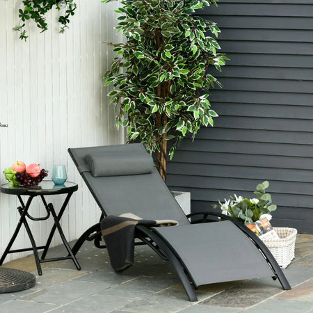 Sdraio da Giardino Reclinabile su 5 Livelli con Cuscino Rimovibile, Alluminio e Texteline, 171x64x82cm Grigio 84B-179V01CG