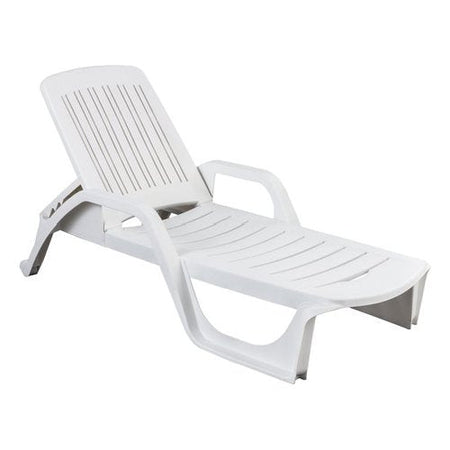 Lettino in resina Bianco impilabile "Zanzibar" da Mare e Piscina 190 cm