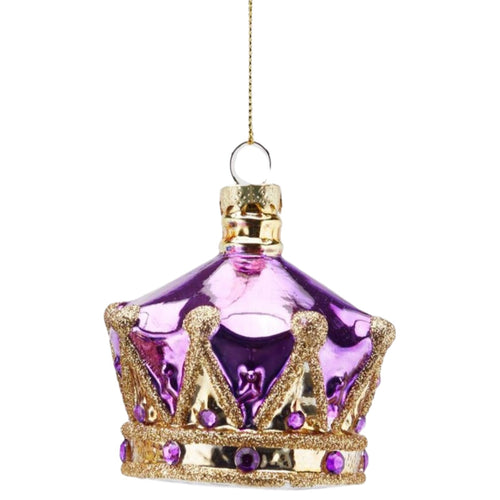 Pendaglio per albero di Natale a forma di corona, in vetro, 8 cm