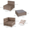 Salotto da Giardino in Rattan da 7 Pezzi con Tavolino e Divano Modulabile con Cuscini, Grigio 860-020V03