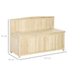 Panca Contenitore da Esterno in Legno di Abete Naturale con Schienale per Giardino e Terrazza, 115x45x75cm  84B-460