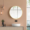 Specchio Bagno Rotondo con Cornice da Parete in Lega di Alluminio, Ø50x2cm, Oro WF5834-394V01GDWF5
