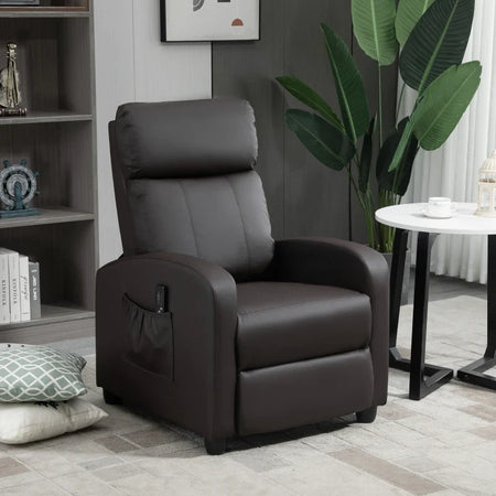Poltrona Relax Massaggiante con Telecomando e 8 Programmi, Reclinazione e Poggiapiedi, 68x88x98cm, Marrone ZS1700-143V90BNZS1