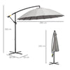 Ombrellone Decentrato da Giardino 3x2.6 m a 18 Stecche con Base a Croce, Grigio 84D-118GY