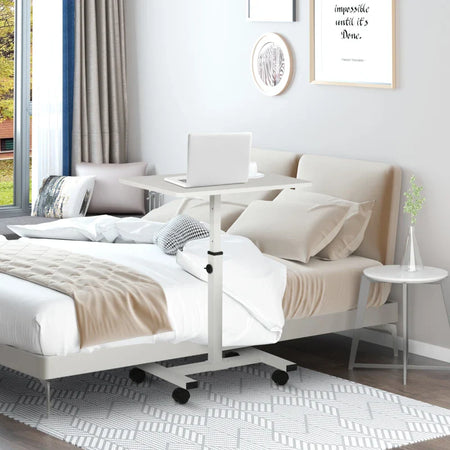 Scrivania Tavolino Porta PC Altezza Regolabile e Ruote  60x40x53-84cm Bianco QP9838-136WTQP9 , soggiorno salotto nero bianco marrone grgio alto basso design moderno sala moderno