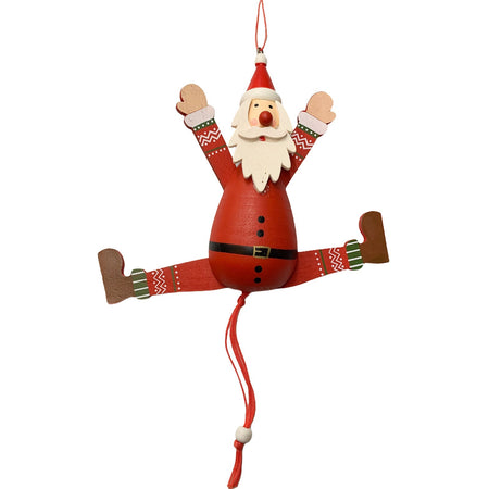 Pendaglio Babbo Natale in legno h 20 cm, pallina per Albero di Natale addobbi natalizi