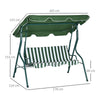 Dondolo 3 Posti con Tettuccio Regolabile e Cuscini, in Acciaio e Poliestere, 170x110x153 cm, Verde e Bianco 84A-118V01GN