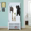 Appendiabiti Attaccapanni da Terra con Specchio Scarpiera 4 Ganci Legno 80x40x170cm Bianco HU7831-226HU7