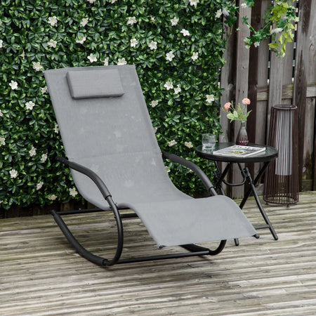 Sdraio a Dondolo Zero Gravity Ergonomica, in Metallo e Texteline, 63x160x88cm  84B-681CG