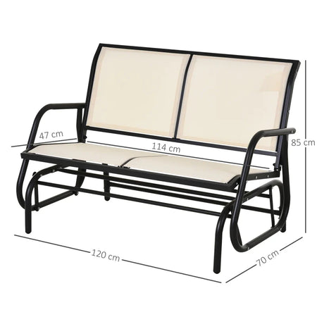 Panchina a Dondolo da Giardino a 2 Posti in Metallo e Tessuto Traspirante, 120x70x85cm, Beige 84A-076CW