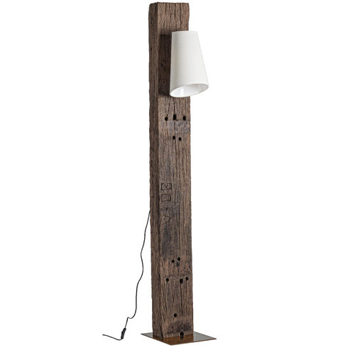 Piantana cocoon ottone-bianco in legno di teak riciclato h 200