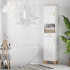 Mobile Salvaspazio Bagno in Legno Bianco, Mobile a Colonna con Armadietti e Cassetto 39x30x180cm QA2834-312QA2