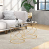 Set 2 x Tavolino da Salotto vetro e acciaio , colroe Oro TG6833-675TG6 , soggiorno salotto basso nero bianco marrone grgio design moderno sala moderno alto divano camera legno vetro rotondo