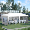 Gazebo da esterno bianco con Finestre Regolabile in Altezza e tende Removibili 5.9x3x2.7m 84C-431V00WT
