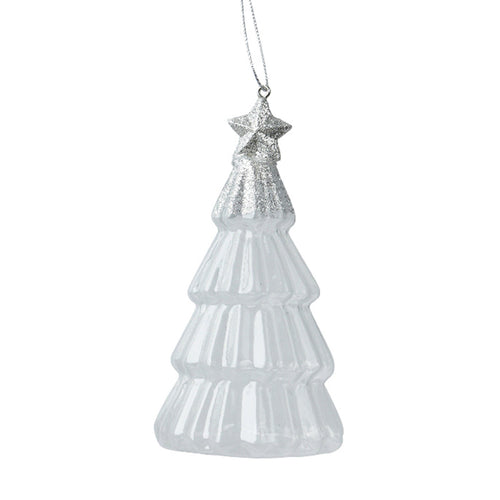 Pendaglio a forma di albero bianco con glitter per albero decorazione natalizia da 13 cm