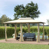 Gazebo da Giardino 3x4 m con Tende e Tetto a 2 Livelli Bianco Crema 01-0154