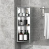 Armadietto Angolare Bagno in Acciaio Anta a Specchio Chiusura Magnetica 3 Ripiani Salvaspazio 60x30x18.4cm TG202-0551TG2