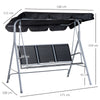 Dondolo da Giardino a 3 Posti in Metallo, Tetto Parasole Rimovibile e Lavabile, Nero e Argento, 171x108x154cm 84A-059BK