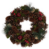 Corona natalizia decorativa con Pigne e Bacche, ideale come centrotavola da 33 cm