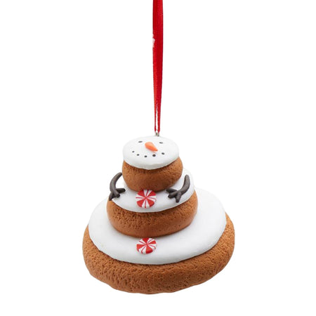 Pendaglio per albero di natale Torta con Pupazzo di Neve da 7 cm bianco e marrone