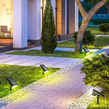 set da 4 Faretti da Giardino e Muro con Picchetto, Luce Solare 2 Luminosità, 17x10x48.3cm Nero XB3B30-025V00BKXB3