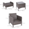 Set Mobili da Giardino 2 Poltrone 2 Poggiapiedi 1 Tavolino in Vetro Temperato Rattan Grigio 860-066