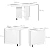 Tavolo Pieghevole con 2 Ripiani iInferiori in Legno, Tavolo Richiudibile con Ruote per 6 Persone, Bianco WQ702-0621WQ7