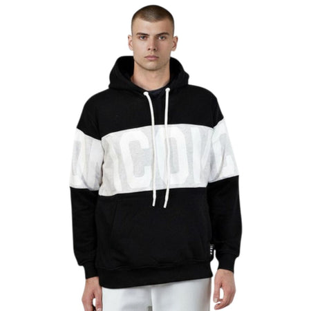 ICON felpa nera cappuccio logo stripe ICUF2W6F010