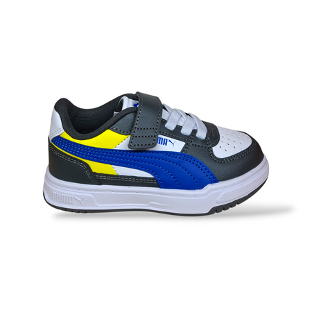 Puma Caven Sneakers Bambino Blu Nero Bianco Giallo – Velcro e Lacci | Taglie 20-35