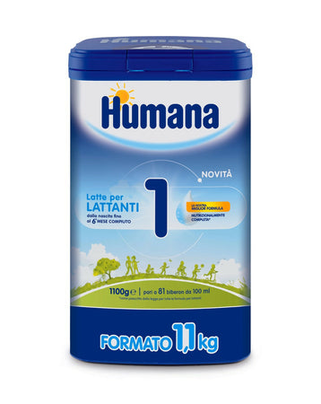 2x Humana 1 Polvere - Latte in Polvere per lattanti dalla nascita fino al 6° mese compiuto - 2 Confezioni da 1100gr ciascuna - 2200gr totale