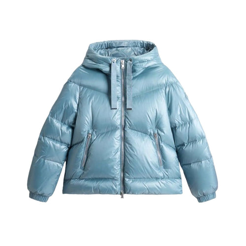 Woolrich giubbini donna woolrich - aliquippa short puffer jacket - azzurro da donna
