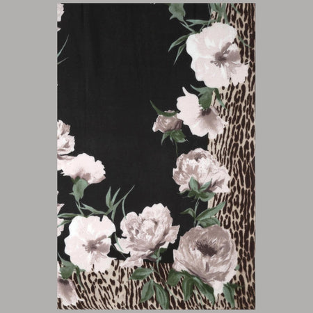 Liu Jo stola nera animalier floreale 70X180 2F5077T0300