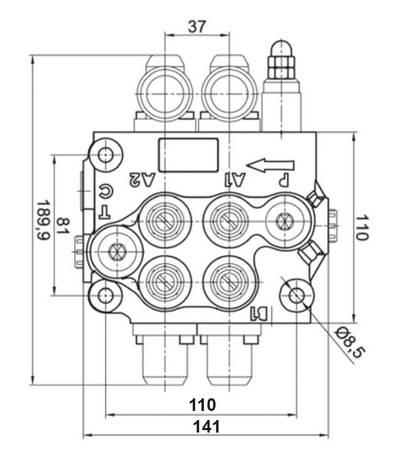 Distributore oleodinamico Ama a 2 leve semplice effetto e doppio effetto - 40L