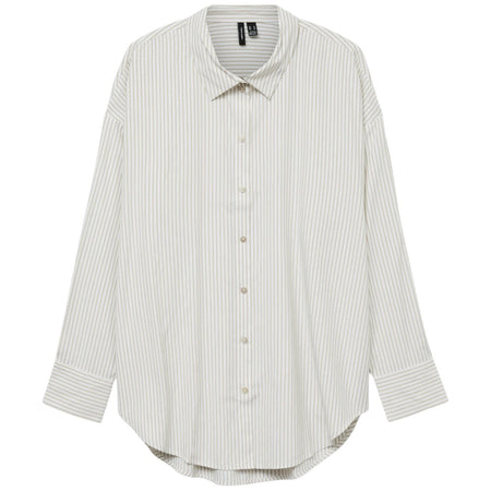 Vero Moda camicia over bianca beige a righe Nora 10319825 Camicie Vero Moda