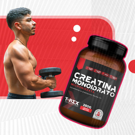 T-rex integratori creatina monoidrato micronizzata - integratore alimentare per massa muscolare e boost energetico pre workout (gusto neutro, 250g)