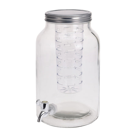 Caraffa in vetro dispenser per bevande con rubinetto ed infusore 4 Lt