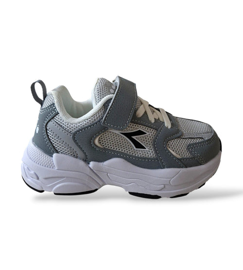 Diadora Alley – Sneakers Bambino Grigio Bianco | Scamosciato e Velcro | Taglie 28-35