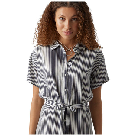 Vero Moda vestito t-shirt a righe bianco blu Bumpy 10279684