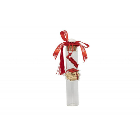 Bomboniera Laurea Harmony – Portaconfetti Vetro 13,5 cm con Gufo, Mappamondo, Pergamena