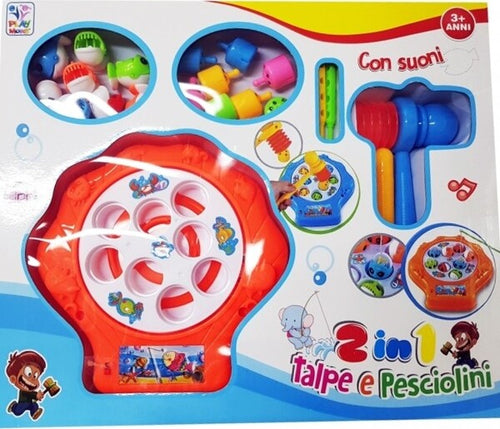 2in1-Colpisci-Talpa-Pesca-Pazza-8-Pesci-Gioco-Tavolo-Bambini-Effetti-Sonori-Gara