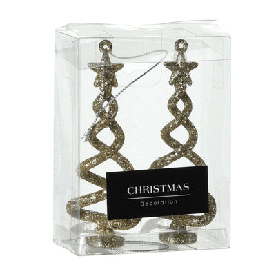 Spirale per albero di Natale color champagne decorazioni natalizie set da 2