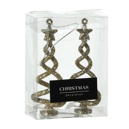 Spirale per albero di Natale color champagne decorazioni natalizie set da 2