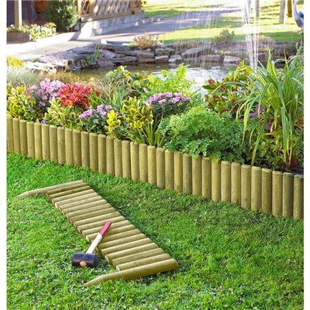 Bordura per aiuole in legno "Lasa" in pino naturale per recinzioni giardino e terrazzo 100 cm