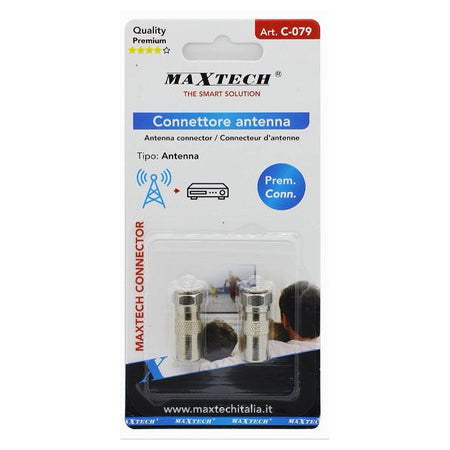2pz Connettore Antenna Tv Satellite Adattatore Tipo F Maschio A Cei Maschio C-079