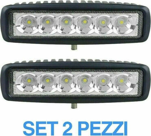 2PZ-FARETTO-BARRA-LED-PER-AUTO-18-Watt-6-LED-12V-Luce-Fredda-6000°K-FARO-JEEP