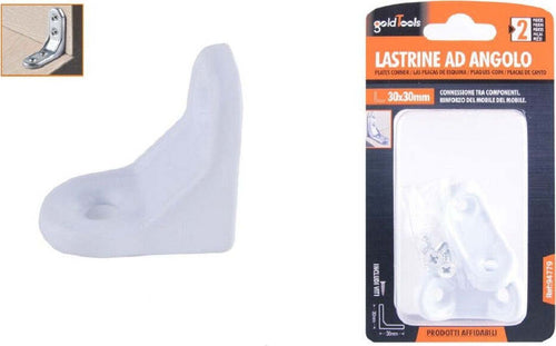 2pz Lastrina Ad Angolo 30x30mm Bianca Sostegno Staffa Angolare Viti Mobile 94779 Fai da te/Ferramenta/Chiodi viti ed elementi di fissaggio/Staffa Trade Shop italia - Napoli, Commerciovirtuoso.it