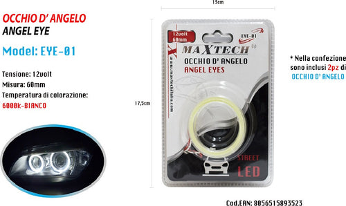 2pz Luci Led Per Auto Fari Lampadine 60mm Occhio D'angelo 12 Volt Maxtech Eye-01 Auto e Moto/Parti per auto/Luci lampadine e indicatori/Lampadine/Lampadine per esterno Trade Shop italia - Napoli, Commerciovirtuoso.it
