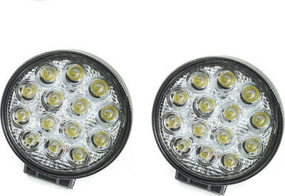 2x-Faro-Supplementare-12v-14-Led-42w-Profondita-Auto-Fuoristrada-Rotondo-6000k