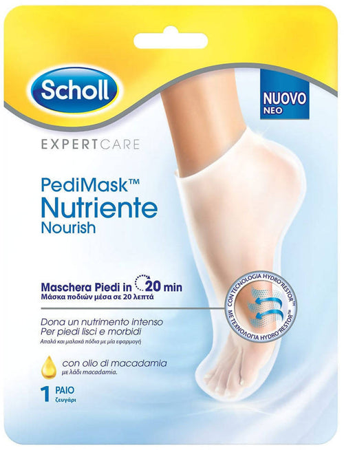 2x Pedimask Nutriente Scholl Maschera Piedi in 20 Minuti Nutrimento Intenso Con Olio Di Macadamia Confezione 2 Paia Dr. Scholl'S