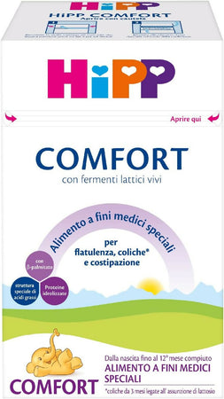 2x HiPP Comfort - Latte in Polvere per Neonati - Alimento per Coliche, Costipazione e Flatulenza, con Fermenti Lattici Vivi - 2 Confezioni da 600gr ciascuna - 1200gr totale